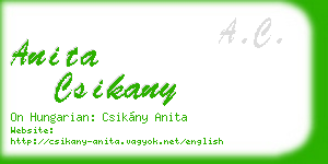 anita csikany business card